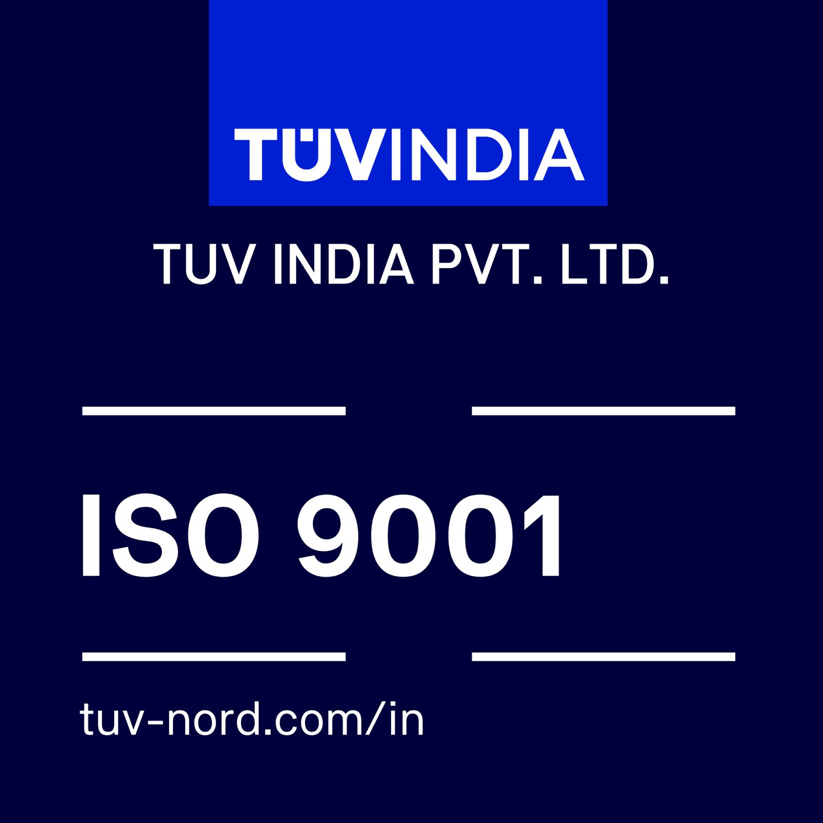 TUV India ISO 9001 Certification